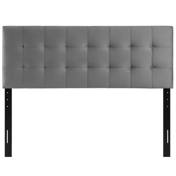 MOD-6119-GRY Lily Biscuit Tufted Full Performance Velvet Headboard Gray