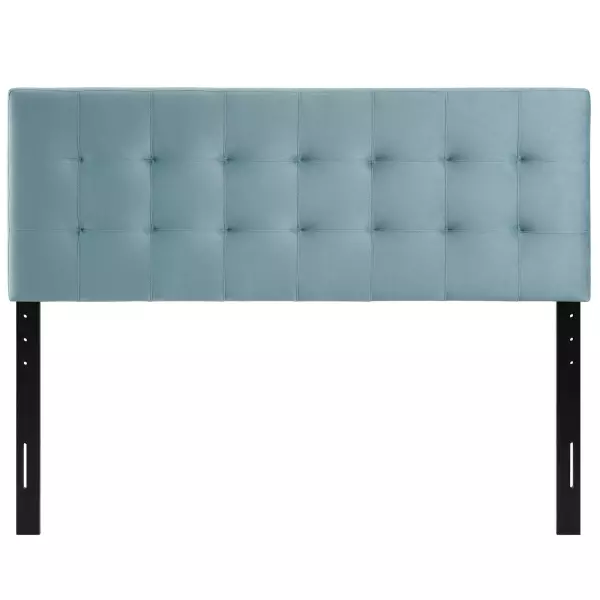 MOD-6119-LBU Lily Biscuit Tufted Full Performance Velvet Headboard Light Blue