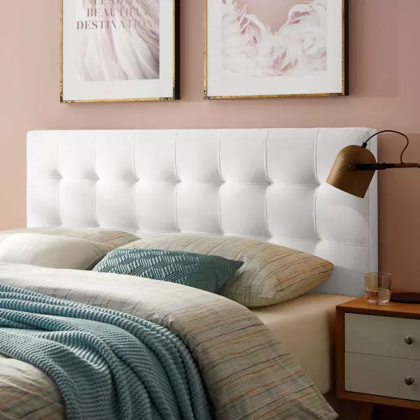 MOD-6120-WHI Lily Queen Biscuit Tufted Performance Velvet Headboard White