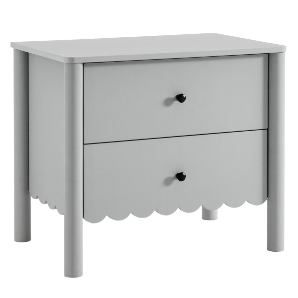 MOD-7206-LGR Emmeline Scalloped 2-Drawer Nightstand by Modway in Gray