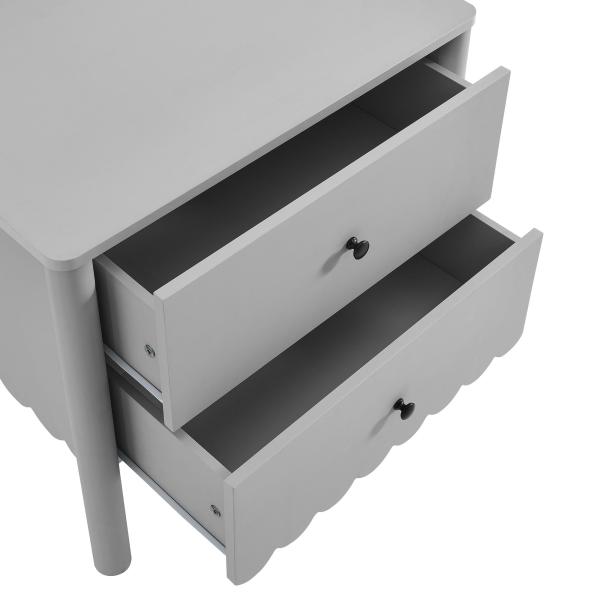 Mod 7206 Lgr Emmeline Scalloped 2 Drawer Nightstand By Modway In Gray 7