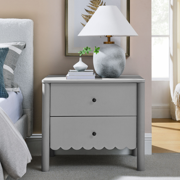 MOD-7206-LGR Emmeline Scalloped 2-Drawer Nightstand by Modway in Gray