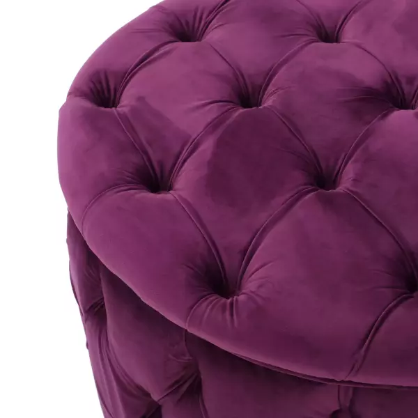 299853 Zelfa Modern Glam Tufted Velvet Round Ottoman Purple And Black 4