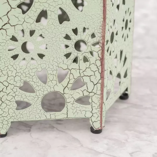 301958 Eliana Outdoor 14 Inch Crackle Green Sunburst Iron Side Table 5