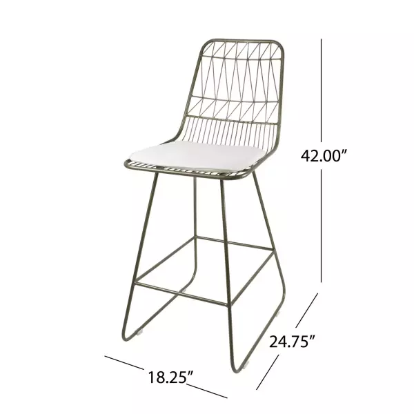 307599 Niez Outdoor Wire Counter Stools With Cushions Set Of 2 Light Brass And Ivory 3