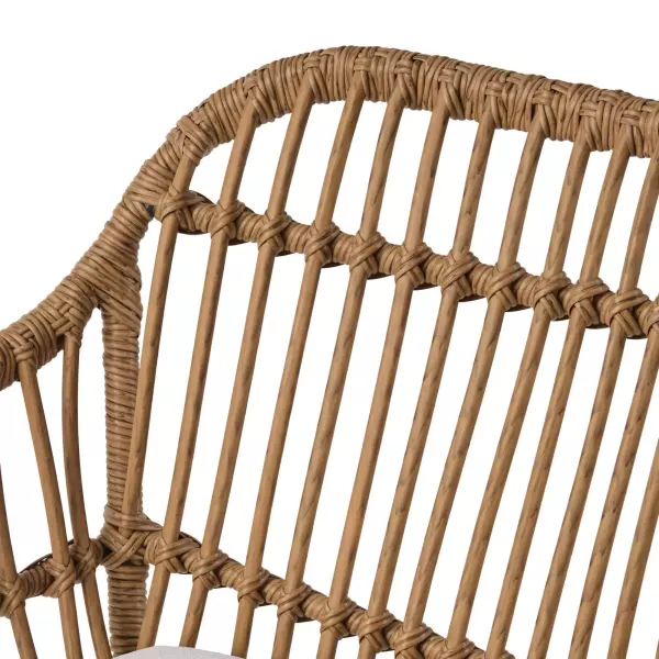 309284 Henning Indoor Woven Faux Rattan Chairs With Cushions Set Of 2 Light Brown And Beige Finish 4