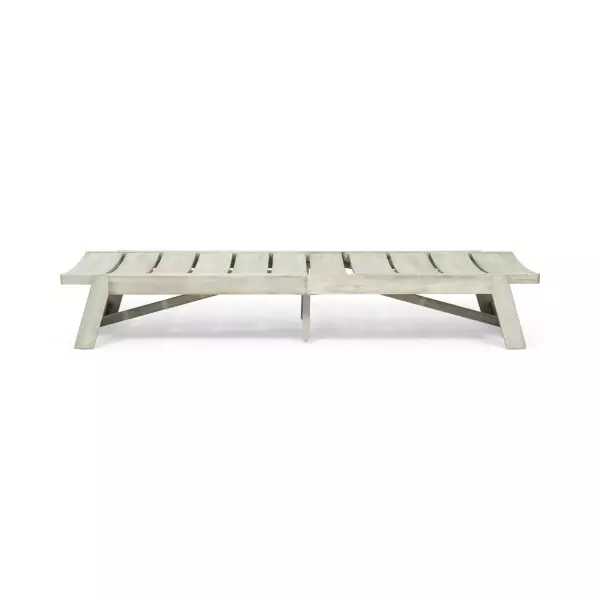 70998.00LGRYMP1 Maki Outdoor Wood and Iron Chaise Lounge, Light Gray and Gray