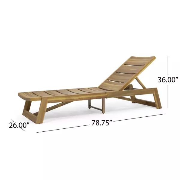 309813 Maki Outdoor Wood And Iron Chaise Lounge Teak And Yellow 3