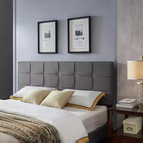 66869.00CHARGRY Marlene Contemporary Upholstered King/Cal King Headboard, Charcoal Gray and Black