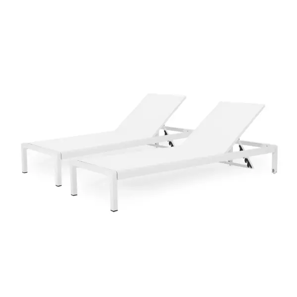 57592.00WHIMP2 Cape Coral Outdoor Chaise Lounge (Set of 2), White