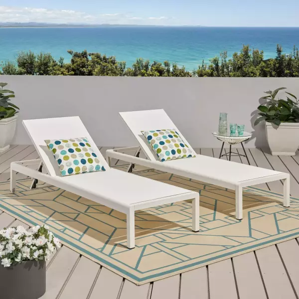 57592.00WHIMP2 Cape Coral Outdoor Chaise Lounge (Set of 2), White