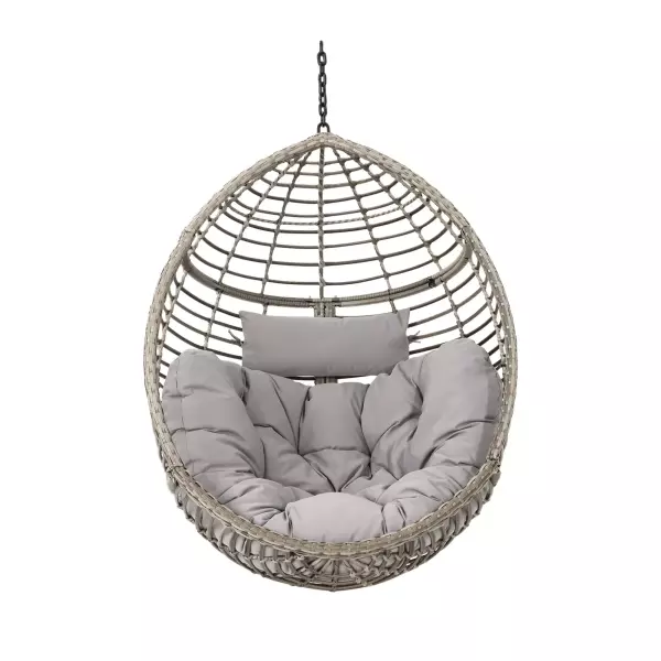 60654.00BSTGRY Layla Indoor/Outdoor Hanging Basket Chair (Stand Not Included), Gray