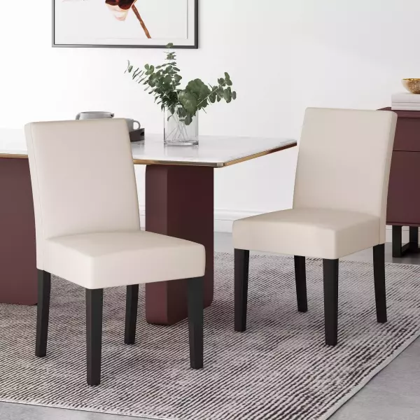 69410.00BGEESP Kuna Contemporary Upholstered Dining Chair (Set of 2), Beige and Espresso