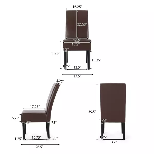 316989 Pollards Contemporary Upholstered Dining Chairs Set Of 2 Dark Brown Faux Leather And Espresso 3