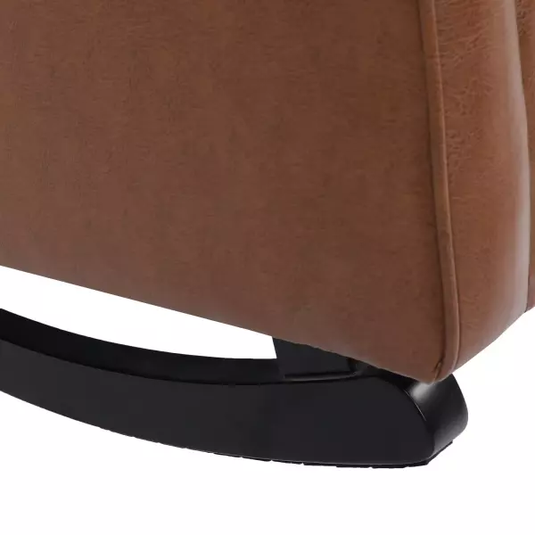 317092 Carey Contemporary Faux Leather Tufted Wingback Rocking Chair Cognac Brown And Dark Brown 5