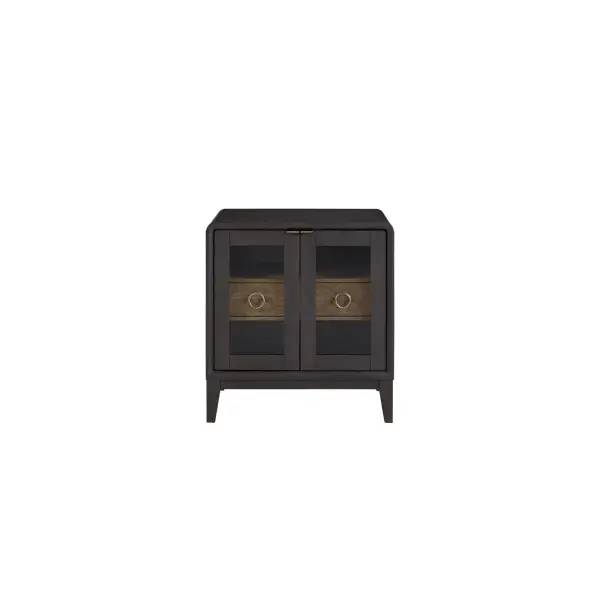 B2699P237491 Glass Door Nightstand in Black