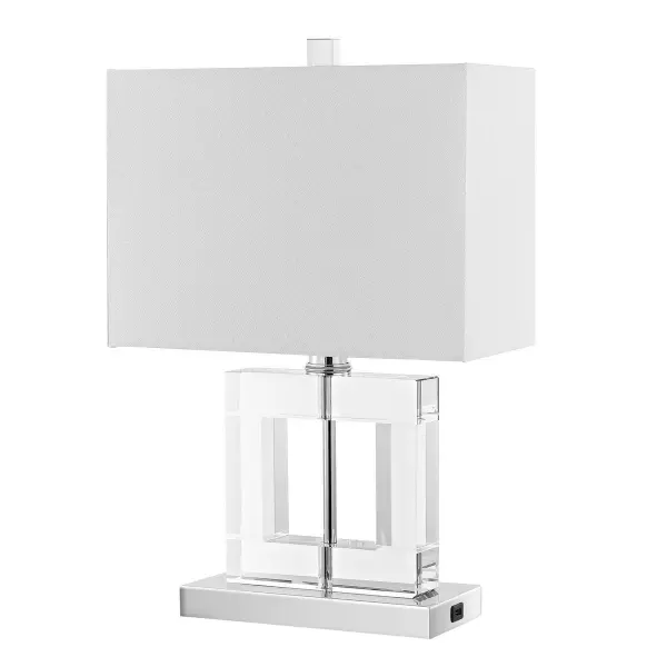 Town Square, 21 Inch, Clear/White, Crystal/Iron Table Lamp W/ Usb Port