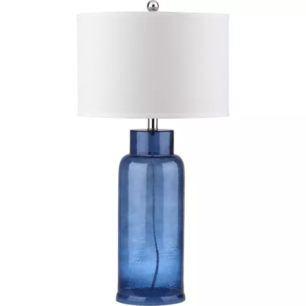 Bottle Glass, 30.5 Inch, Blue, Glass/Iron Table Lamp Set Of 2 W/ Usb Port