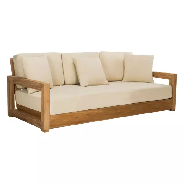 CPT1004A Montford Teak 3-Seat Sofa Beige