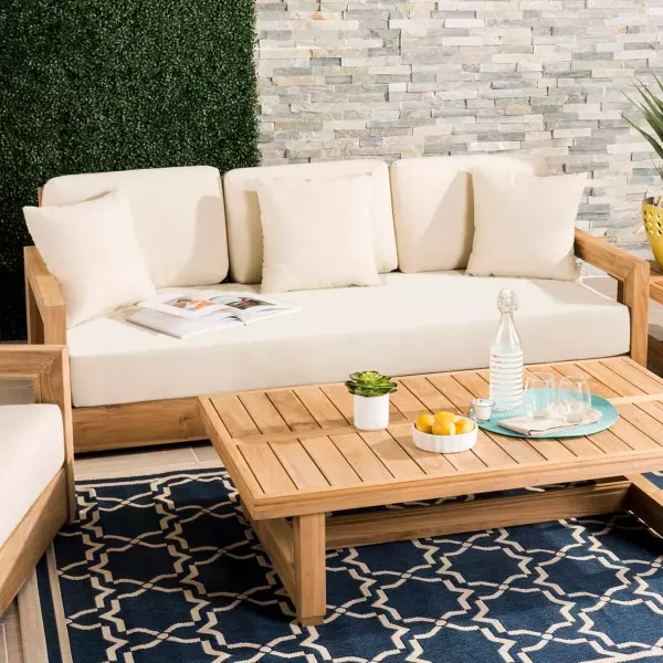 CPT1004A Montford Teak 3-Seat Sofa Beige