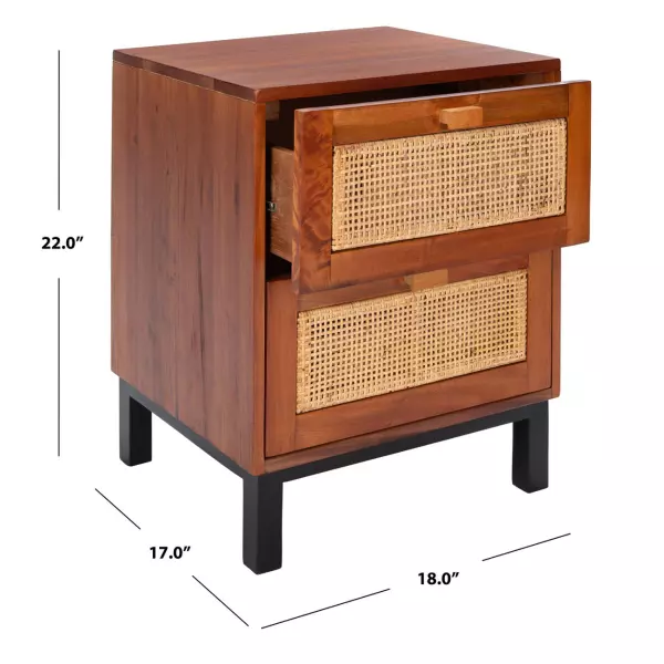 Safavieh Nst4006a Erica 2 Drawer Nightstand Natural Black 10