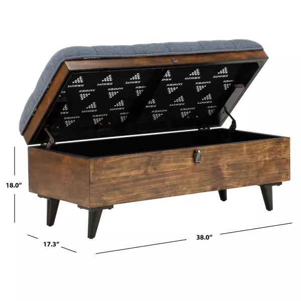 Safavieh Ott6400b Liam Tufted Cocktail Ottoman Navy Dark Oak 1