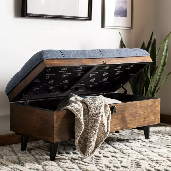 Safavieh Ott6400b Liam Tufted Cocktail Ottoman Navy Dark Oak 11
