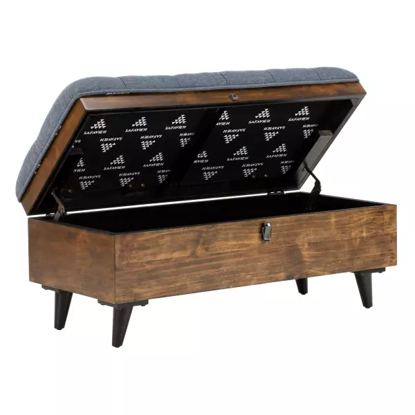 Safavieh Ott6400b Liam Tufted Cocktail Ottoman Navy Dark Oak 6