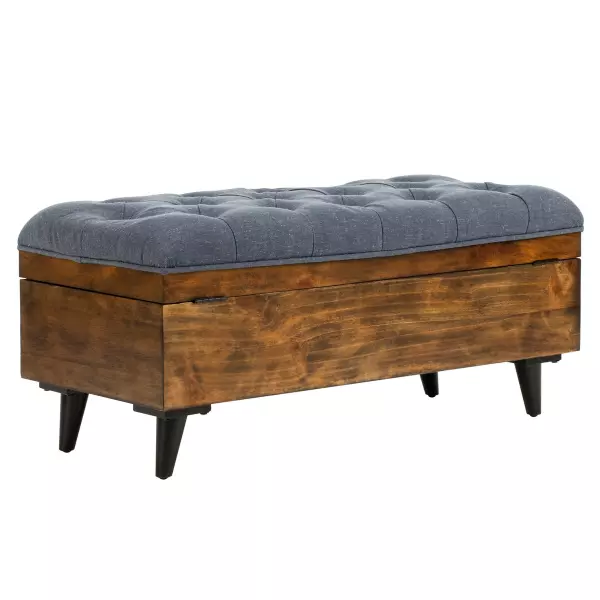 Safavieh Ott6400b Liam Tufted Cocktail Ottoman Navy Dark Oak 9