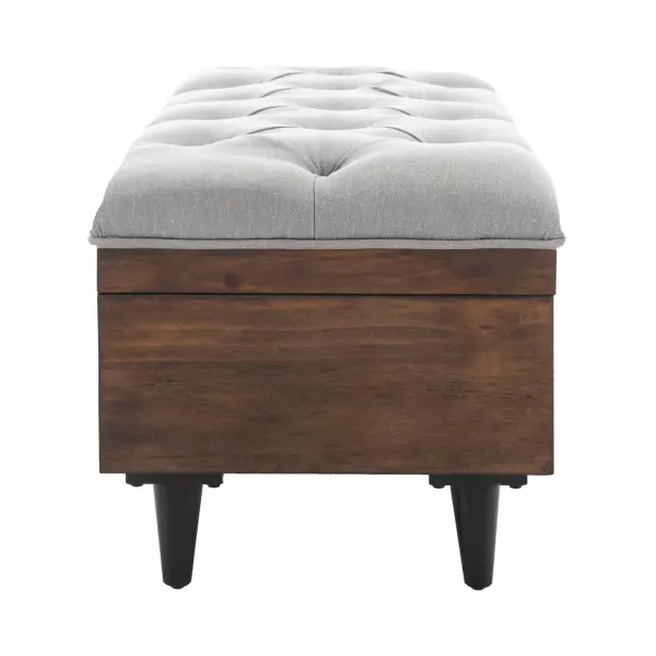 Safavieh Ott6400c Liam Tufted Cocktail Ottoman Grey Dark Oak 1