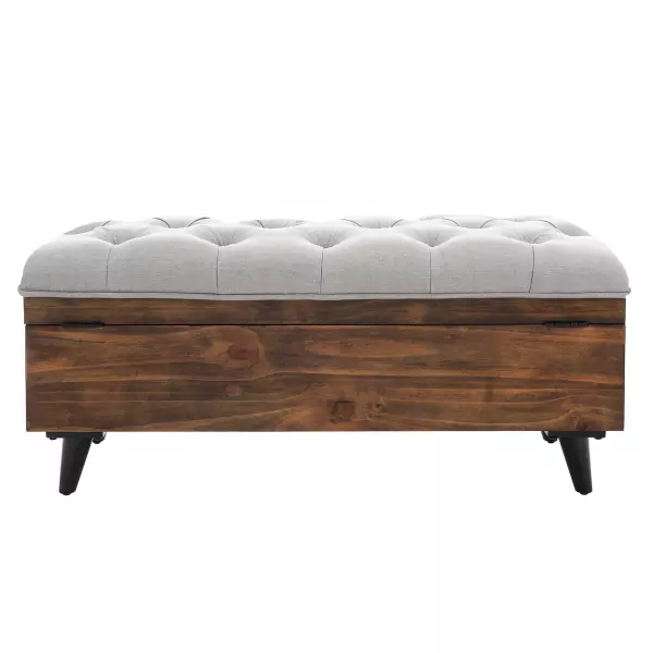 Safavieh Ott6400c Liam Tufted Cocktail Ottoman Grey Dark Oak 3