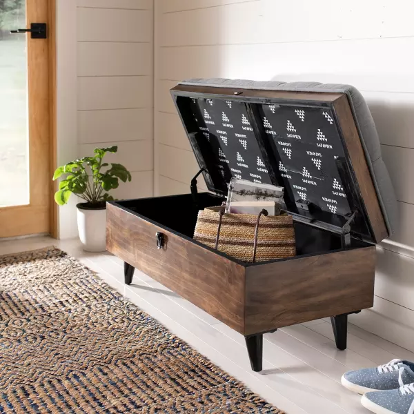 Safavieh Ott6400c Liam Tufted Cocktail Ottoman Grey Dark Oak 7