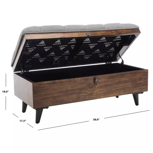 Safavieh Ott6400c Liam Tufted Cocktail Ottoman Grey Dark Oak 8