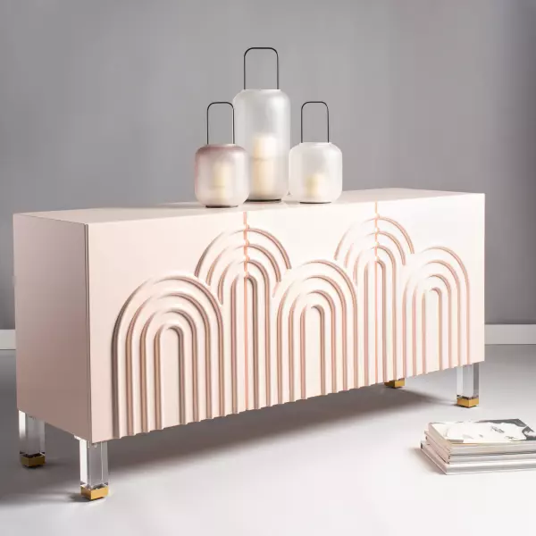 SFV3562C Saturn Wave Acrylic Sideboard Light Pink