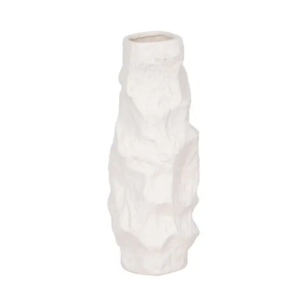 20548-02 17" Jagged Textured Vase in White by Sagebrook Home