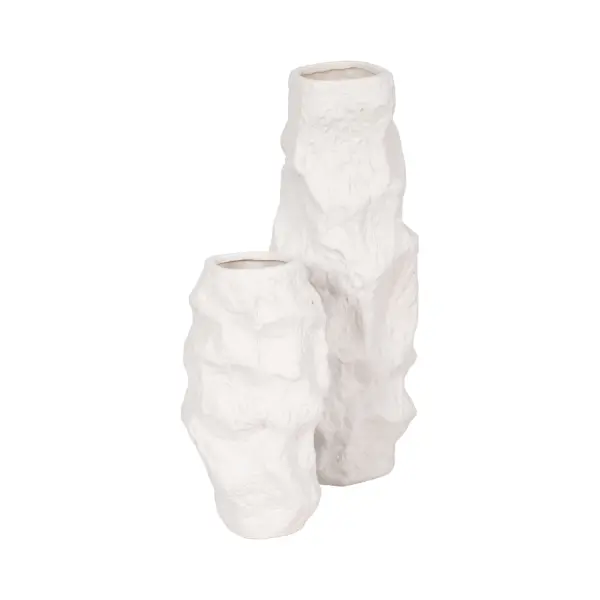 20548 02 17 Jagged Textured Vase In White By Sagebrook Home 8