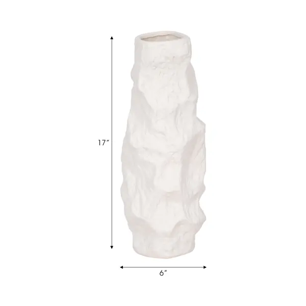 20548 02 17 Jagged Textured Vase In White By Sagebrook Home 9