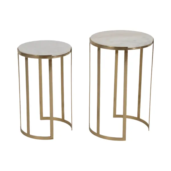 20556 20 22 Morwar Marble Top Accent Tables In White Set Of 2 By Sagebrook Home 2