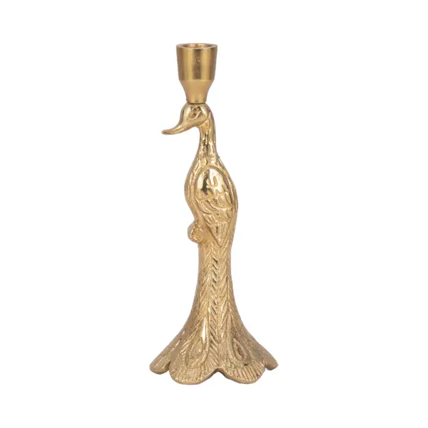 20720 10" Peacock Taper Candle Holder in Gold by Sagebrook Home
