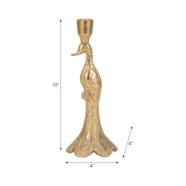 20720 10 Peacock Taper Candle Holder In Gold By Sagebrook Home 9
