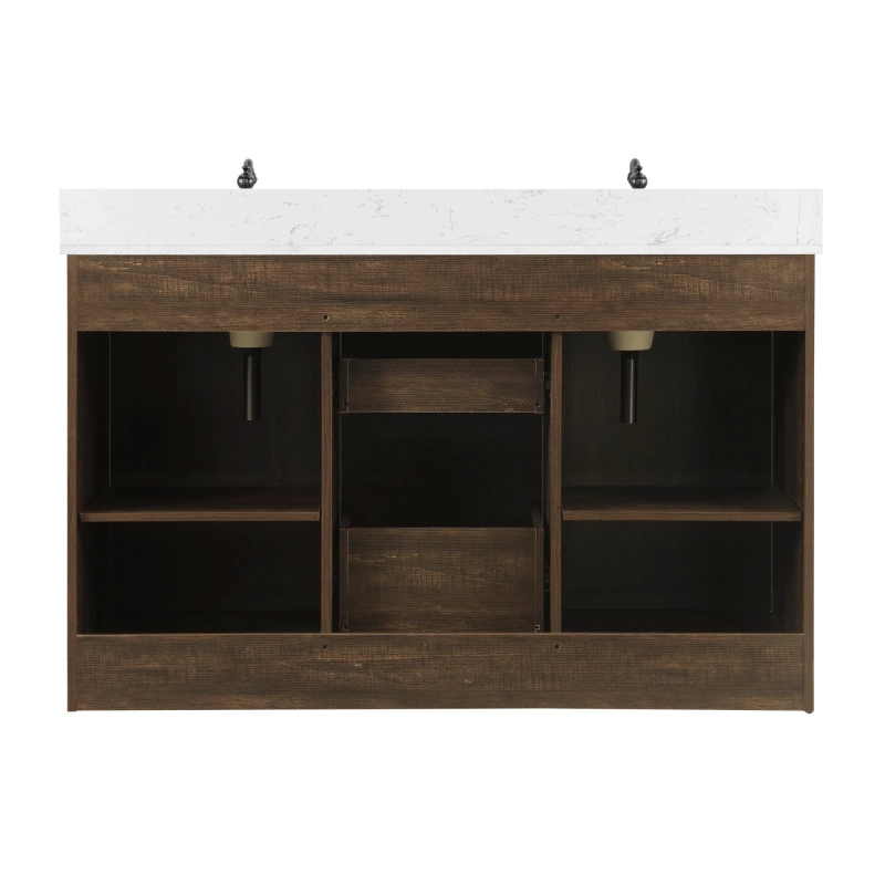Rafter 54rb D Rafter 54 Double Bathroom Vanity With Engineered Stone Top In Rustic Brown 13