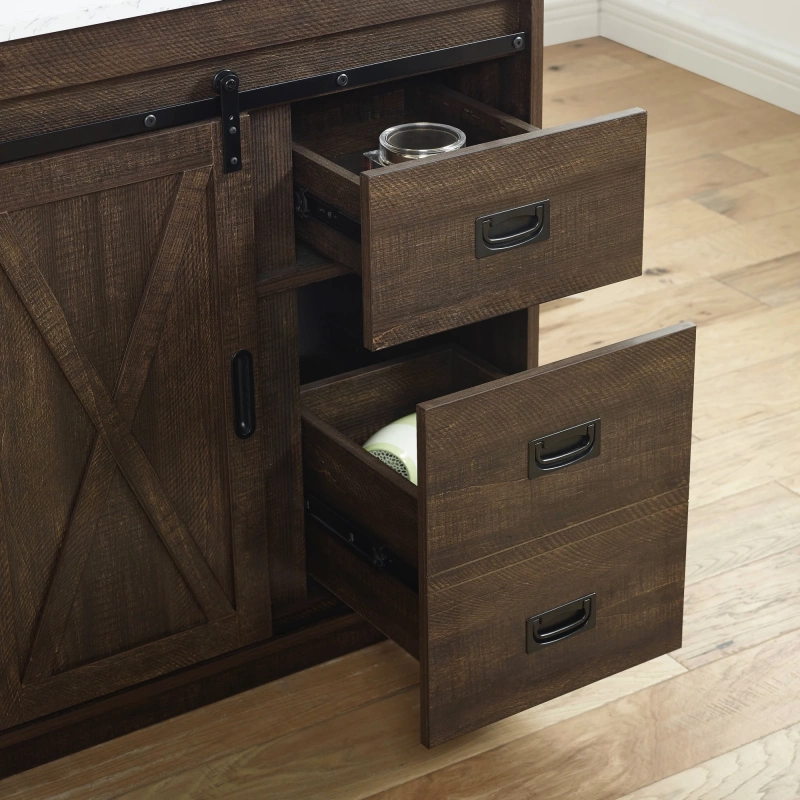Rafter 54rb D Rafter 54 Double Bathroom Vanity With Engineered Stone Top In Rustic Brown 7