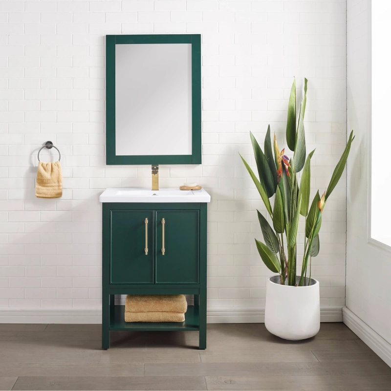 TAYLOR-24FG TAYLOR 24" Forest Green Vanity with Integrated White Ceramic Top in Forest Green