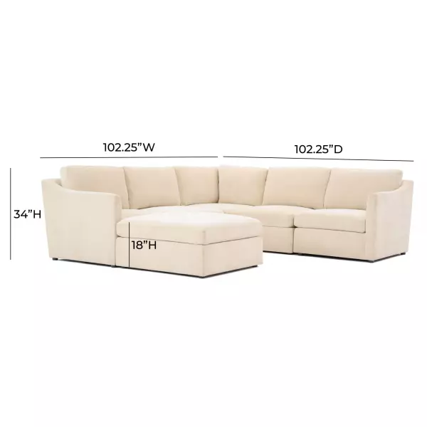 Ren L06110 Sec2 Aiden Beige Modular Chaise Sectional 5