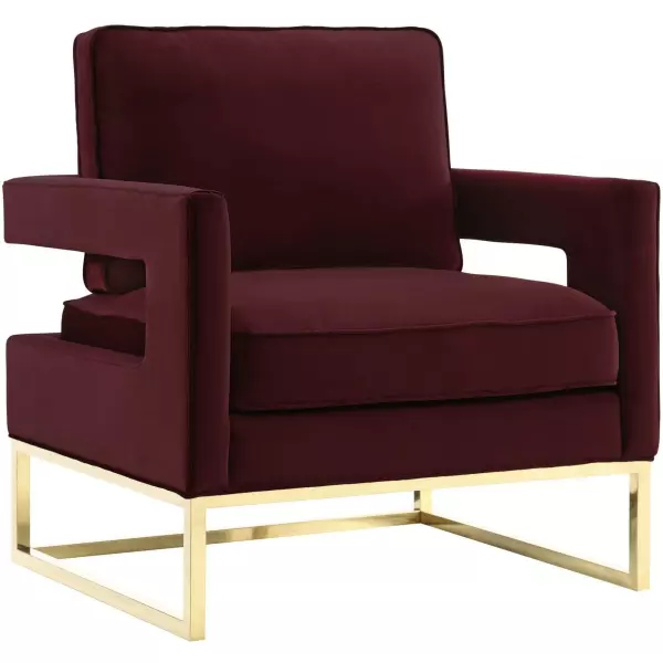 TOV-A110 Avery Maroon Velvet Chair With Polished Gold Base