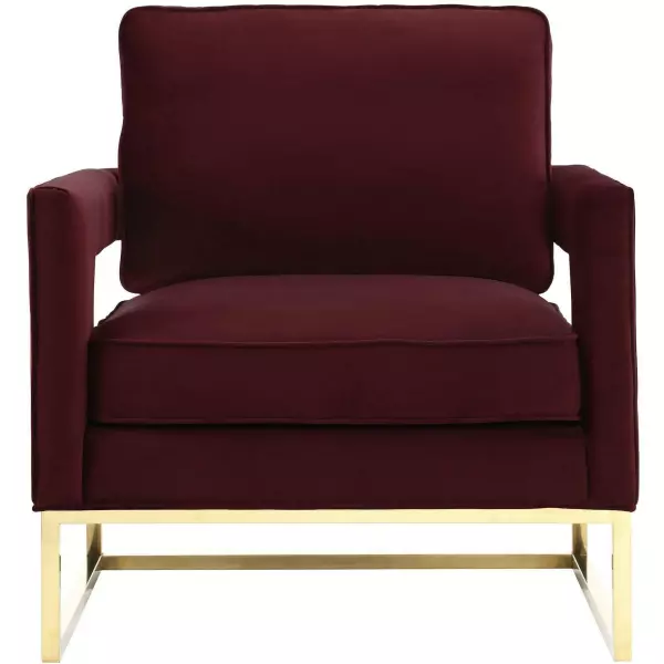 Tov A110 Avery Maroon Velvet Chair With Polished Gold Base 2