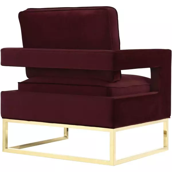 Tov A110 Avery Maroon Velvet Chair With Polished Gold Base 3
