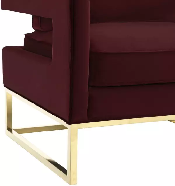 Tov A110 Avery Maroon Velvet Chair With Polished Gold Base 4