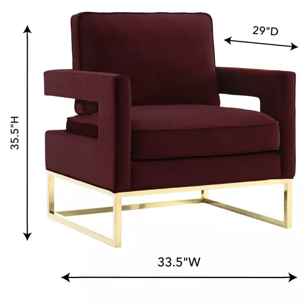 Tov A110 Avery Maroon Velvet Chair With Polished Gold Base 5