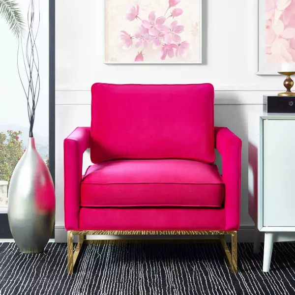 TOV-A120 Avery Pink Velvet Chair With Polished Gold Base